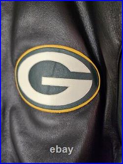 Green Bay Packers JH Design Leather Full-Snap Jacket Black/Green Size XL Green Bay Packers JH Design Leather Full-Snap Jacket Black/Green Size XL