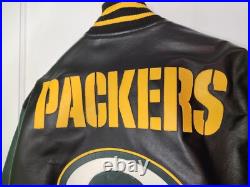 Green Bay Packers JH Design Leather Full-Snap Jacket Black/Green Size XL Green Bay Packers JH Design Leather Full-Snap Jacket Black/Green Size XL