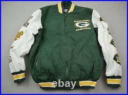Green Bay Packers Jacket Men Medium Bomber Letterman Superbowl Champions XLV