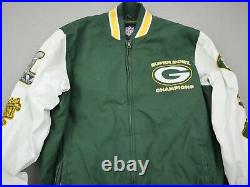 Green Bay Packers Jacket Men Medium Bomber Letterman Superbowl Champions XLV
