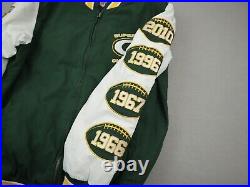 Green Bay Packers Jacket Men Medium Bomber Letterman Superbowl Champions XLV