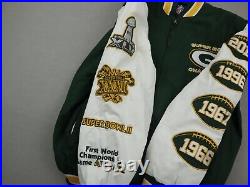 Green Bay Packers Jacket Men Medium Bomber Letterman Superbowl Champions XLV