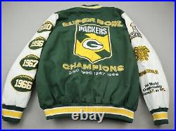 Green Bay Packers Jacket Men Medium Bomber Letterman Superbowl Champions XLV