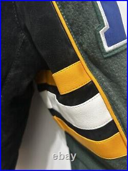 Green Bay Packers Jacket Men's XL NFL Leather Suede Bomber Varsity Letterman NWT