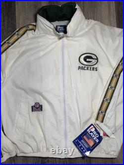 Green Bay Packers Jacket Men's XL Pro Player Hooded NFL White Vintage 90's Green Bay Packers Jacket Men's XL Pro Player Hooded NFL White Vintage 90's
