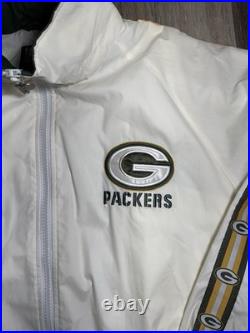 Green Bay Packers Jacket Men's XL Pro Player Hooded NFL White Vintage 90's Green Bay Packers Jacket Men's XL Pro Player Hooded NFL White Vintage 90's