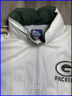 Green Bay Packers Jacket Men's XL Pro Player Hooded NFL White Vintage 90's Green Bay Packers Jacket Men's XL Pro Player Hooded NFL White Vintage 90's