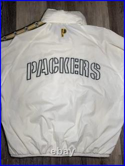 Green Bay Packers Jacket Men's XL Pro Player Hooded NFL White Vintage 90's Green Bay Packers Jacket Men's XL Pro Player Hooded NFL White Vintage 90's