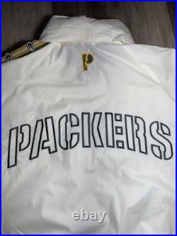 Green Bay Packers Jacket Men's XL Pro Player Hooded NFL White Vintage 90's Green Bay Packers Jacket Men's XL Pro Player Hooded NFL White Vintage 90's