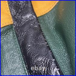 Green Bay Packers Jacket Mens 2XL Leather Green Black NFL Football Full Zip