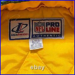 Green Bay Packers Jacket Mens Large Green Vintage Logo Athletic Pro Line Hooded