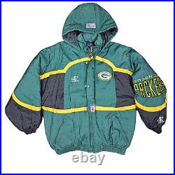 Green Bay Packers Jacket Mens Large NFL Pro Line Hooded Quilt Lined Logo Athleti