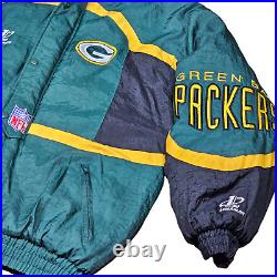 Green Bay Packers Jacket Mens Large NFL Pro Line Hooded Quilt Lined Logo Athleti