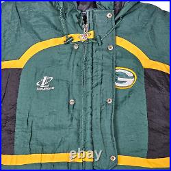Green Bay Packers Jacket Mens Large NFL Pro Line Hooded Quilt Lined Logo Athleti