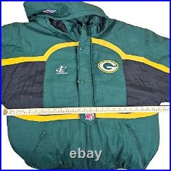 Green Bay Packers Jacket Mens Large NFL Pro Line Hooded Quilt Lined Logo Athleti