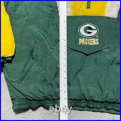 Green Bay Packers Jacket Mens XL Color Block Vintage Starter Pro Line Hooded 90s