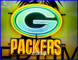 Green Bay Packers Logo Lamp Light Neon Sign 17x17 With HD Vivid Printing