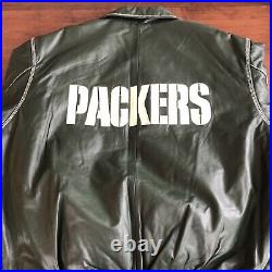 Green Bay Packers Mens Large Embroidered Full Zip All Leather Jacket