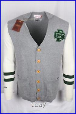 Green Bay Packers Mitchell & Ness GB Cardigan Sweater Size Medium Gray TSWT3411