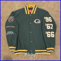 Green Bay Packers NFL Football Super Bowl Varsity Bomber Jacket Size XL Green