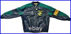 Green Bay Packers NFL Mens Leather Jacket Sz XXL Black Green Zip Up Bomber