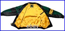 Green Bay Packers NFL Mens Leather Jacket Sz XXL Black Green Zip Up Bomber