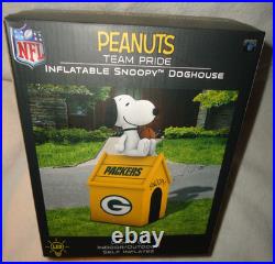 Green Bay Packers NFL Peanuts Lighted 5 Ft Inflatable Snoopy Doghouse New In Box