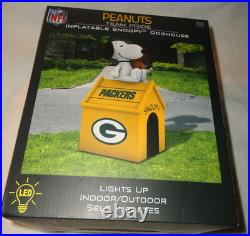 Green Bay Packers NFL Peanuts Lighted 5 Ft Inflatable Snoopy Doghouse New In Box
