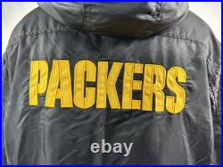 Green Bay Packers NFL Pro Line Black Winter Hooded Jacket Fleece Lining Sz XXL