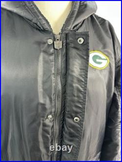 Green Bay Packers NFL Pro Line Black Winter Hooded Jacket Fleece Lining Sz XXL
