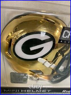 Green Bay Packers NFL Unsigned Riddell Alternate Chrome Mini Helmet New In Box