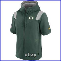 Green Bay Packers NIKE Sideline Showout Short Sleeve Full Zip Hoodie Mens XL