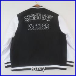 Green Bay Packers New Era Third Down Varsity Jacket Mens 2XL Black Snap Bomber