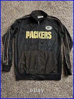 Green Bay Packers Nfl Black Men's Zip Front Majestic Jacket Size LT Large