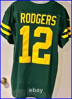 Green Bay Packers Nike Aaron Rodgers Authentic Throwback Home Jersey Sz 48