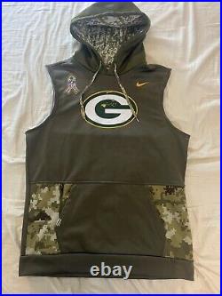 Green Bay Packers Nike Custom Salute To Service Sleeveless Hoodie Medium Green