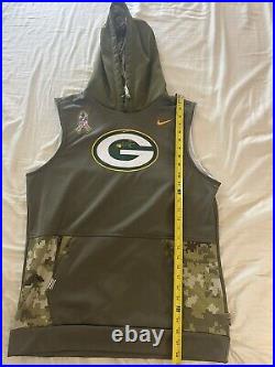 Green Bay Packers Nike Custom Salute To Service Sleeveless Hoodie Medium Green