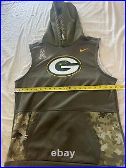 Green Bay Packers Nike Custom Salute To Service Sleeveless Hoodie Medium Green