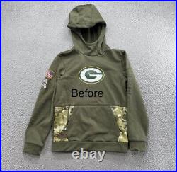 Green Bay Packers Nike Custom Salute To Service Sleeveless Hoodie Medium Green