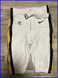 Green Bay Packers Nike Player Game Worn Used Pants Color Rush White Sz 38 BELT