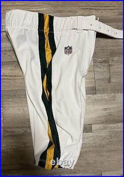 Green Bay Packers Nike Player Game Worn Used Pants Color Rush White Sz 38 BELT
