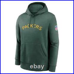 Green Bay Packers Nike Sideline Club Alternate Tri-Blend Pullover Hoodie NFL New