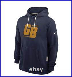 Green Bay Packers Nike The 1923 Classic Sideline Dri-FIT Pullover Hoodie Navy