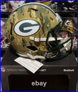 Green Bay Packers Riddell Alternate Camo Replica Full Size Speed Helmet Boxed
