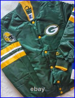 Green Bay Packers Scout Varsity Starter Jacket Full Snap Quilt Lined Sz Large