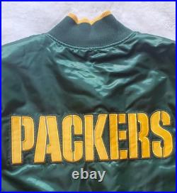 Green Bay Packers Scout Varsity Starter Jacket Full Snap Quilt Lined Sz Large