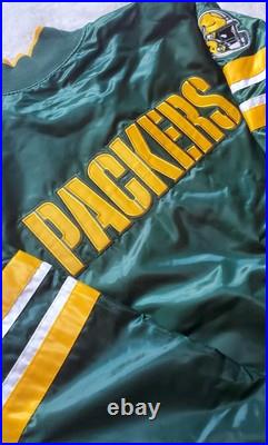 Green Bay Packers Scout Varsity Starter Jacket Full Snap Quilt Lined Sz Large