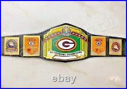 Green Bay Packers Superbowl Championship Leather title belt Adult size 2mm 4mm