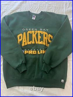 Green Bay Packers Sweatshirt XL Green Russell Pro Line Rare