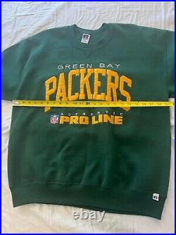 Green Bay Packers Sweatshirt XL Green Russell Pro Line Rare